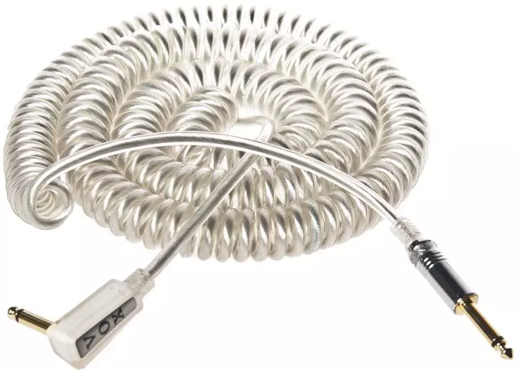 Exemple d’un câble jak pour guitare en spirale.