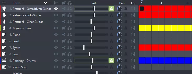 les pistes sur guitar pro