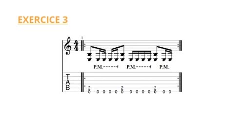 Exercice 3 pour pratiquer le Palm Mute