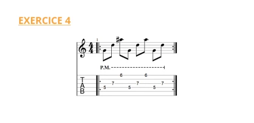 Exercice 4 pour pratiquer le Palm Mute