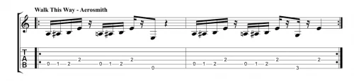 Part et tab du riff de guitare Walk This Way de Aerosmith