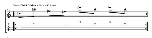 Part et tab du riff de guitare Sweet Child O Mine de Gun's N Rose