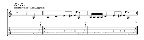 Part et tab du riff de guitare Heartbreaker de Led Zeppelin