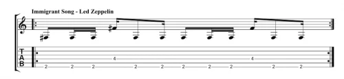 Part et tab du riff de guitare Immigrant Song de Led Zeppelin