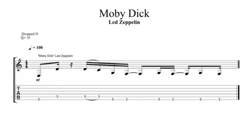 Part et tab du riff de guitare moby dick de led zeppelin