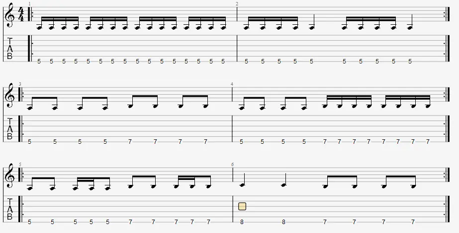 exercice de guitare pour jouer la rythmique en doubles croches