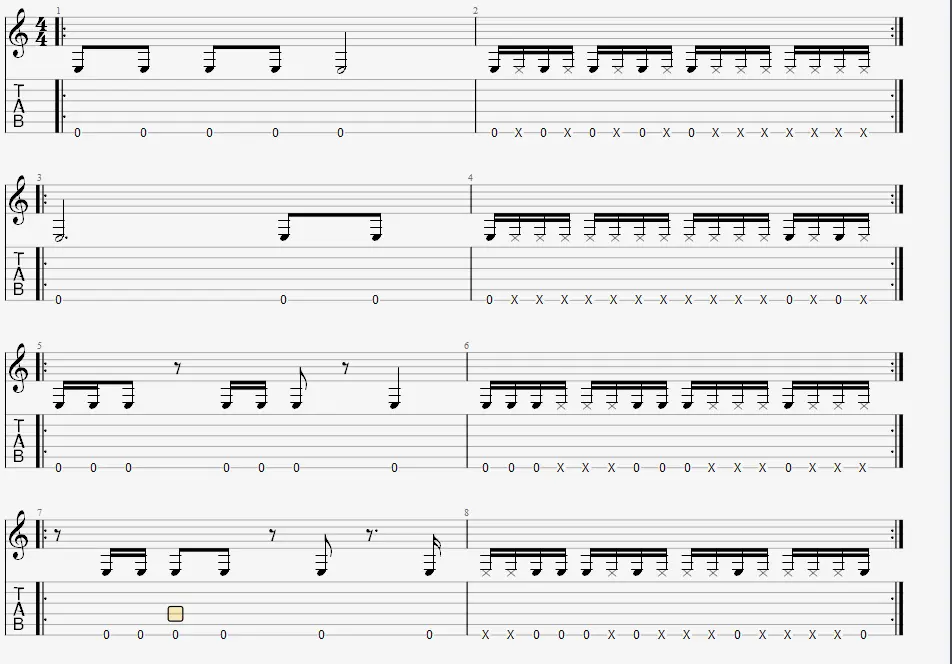 exercice de guitare pour travailler la rythmique en doubles croches