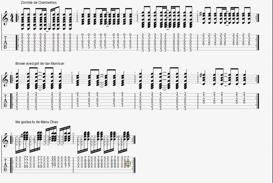 exercices de guitare avec accords pour jouer la rythmique en doubles croches