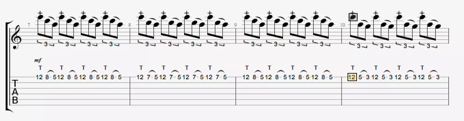 Exercice 2 de Shred avec la technique du Tapping