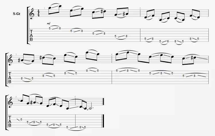 exercice 2 pour pratiquer le slide en guitare