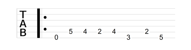 Exemple echainement de note sur une tablature
